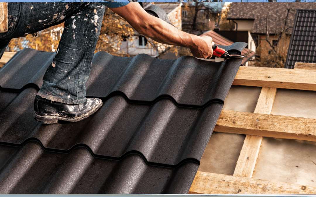 Contractor Installing & Cutting Roof Tiles